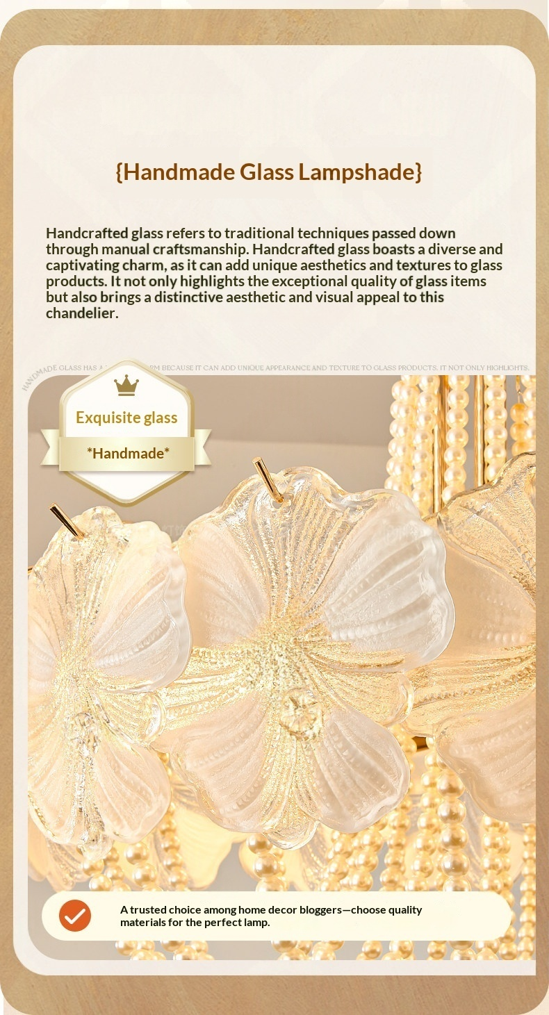French Light Luxury Pearl Flower Chandelier