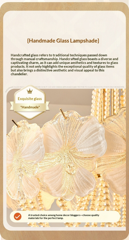 French Light Luxury Pearl Flower Chandelier