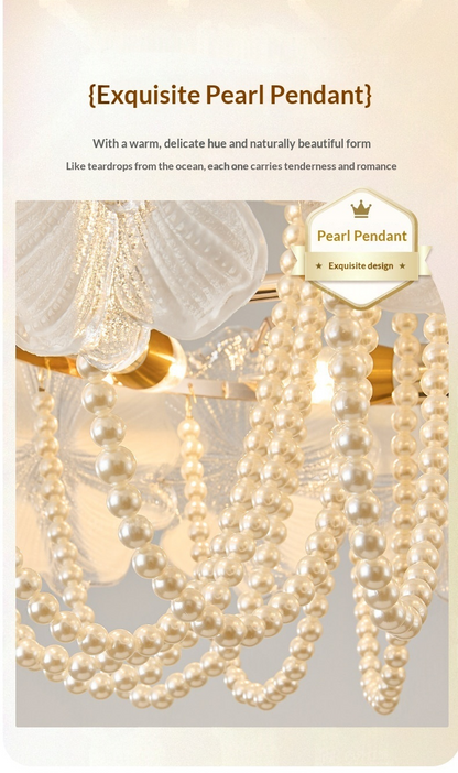 French Light Luxury Pearl Flower Chandelier