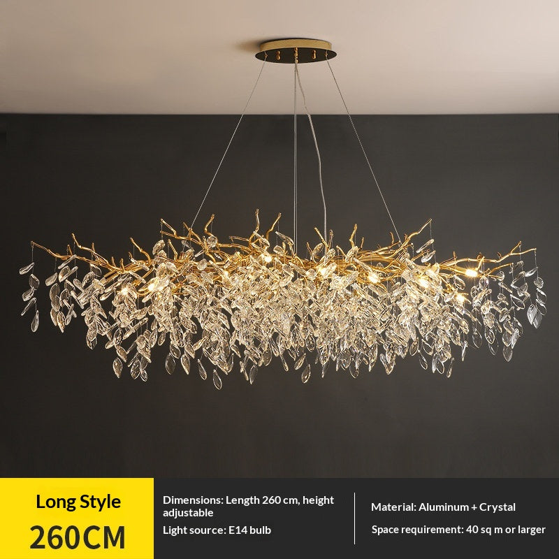 Dining room pendant lights and living room crystal chandeliers