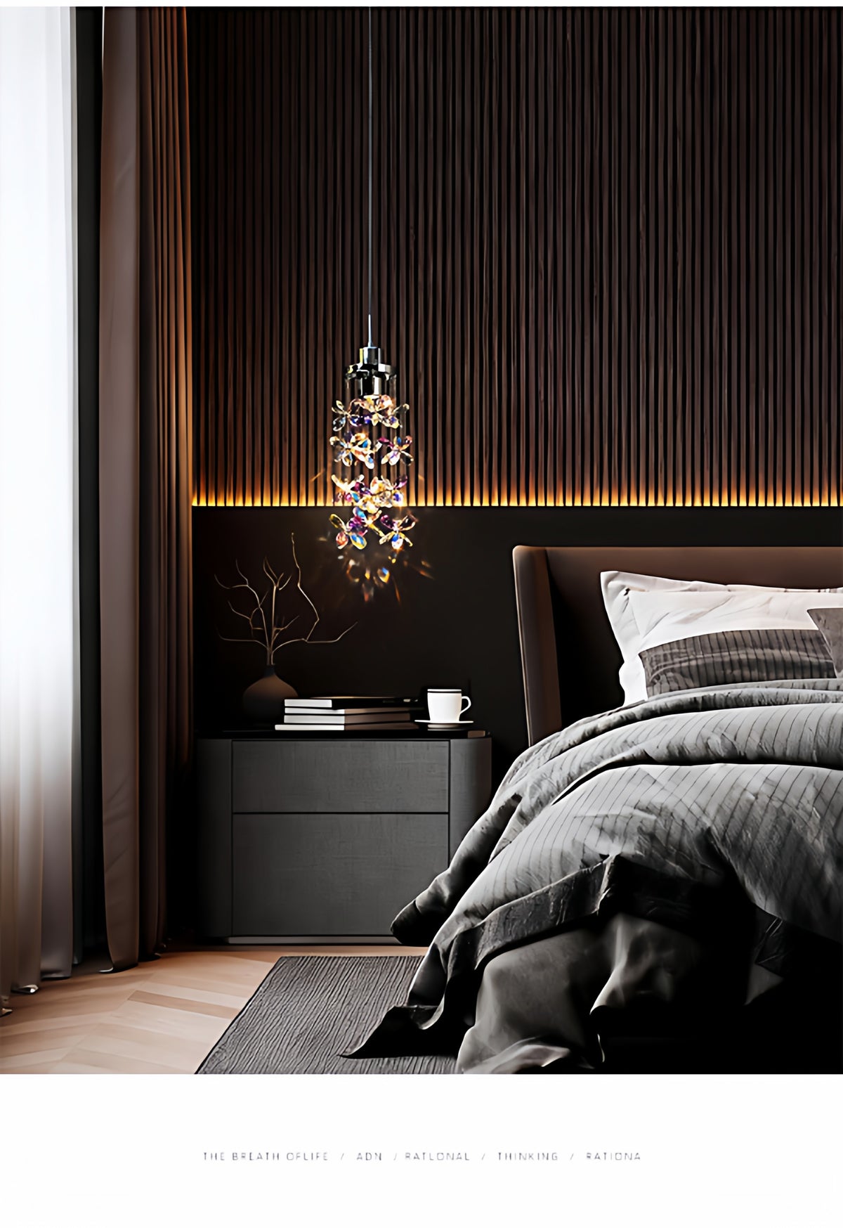 French-style luxury crystal bedside pendant light