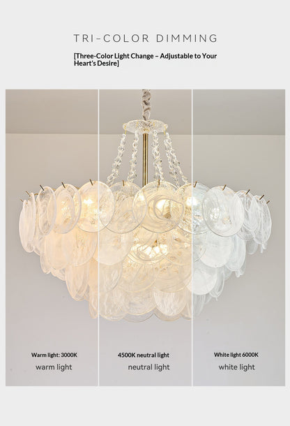 White Jade Glazed Crystal Chandelier
