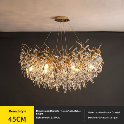 Dining room pendant lights and living room crystal chandeliers
