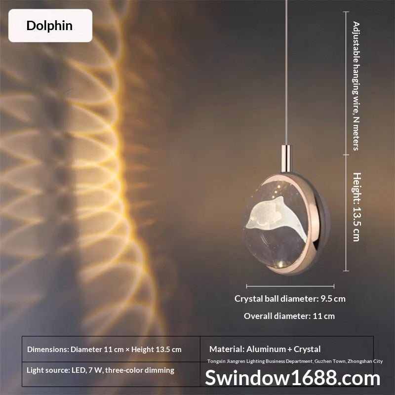 crystal ball pendant light for bedside