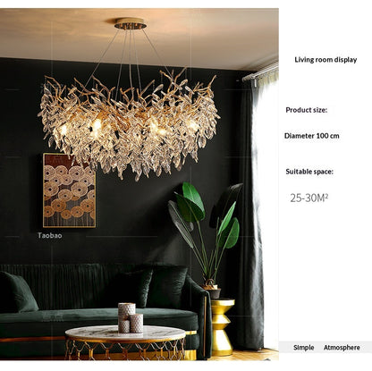 Dining room pendant lights and living room crystal chandeliers