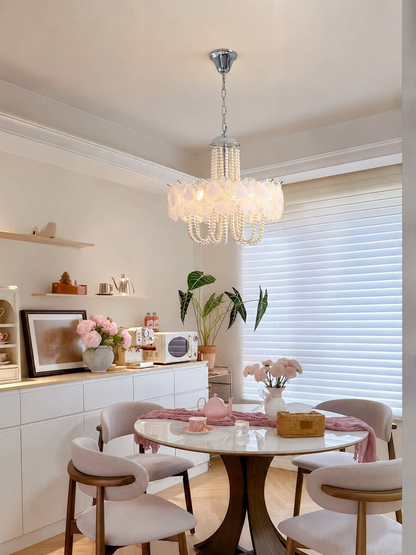 French Light Luxury Pearl Flower Chandelier