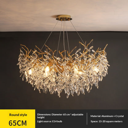 Dining room pendant lights and living room crystal chandeliers