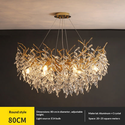 Dining room pendant lights and living room crystal chandeliers