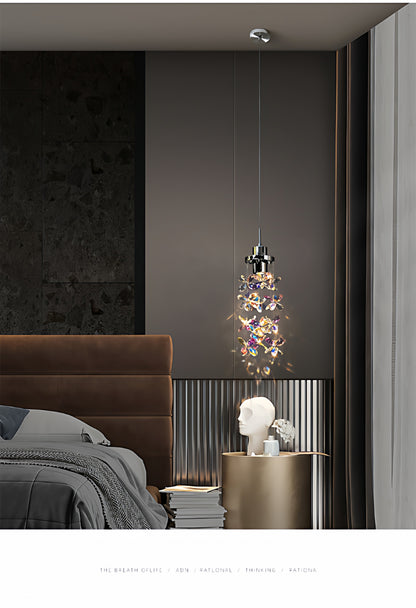 French-style luxury crystal bedside pendant light