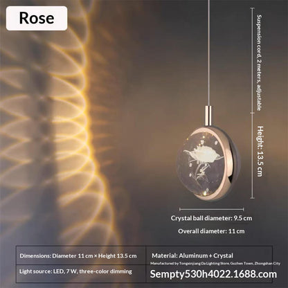 crystal ball pendant light for bedside