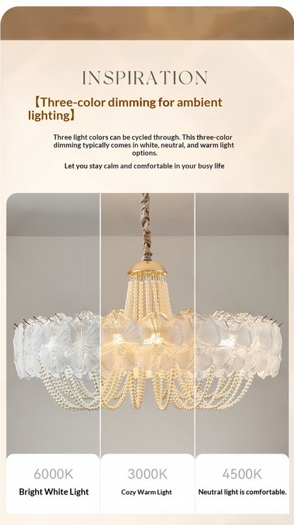 French Light Luxury Pearl Flower Chandelier