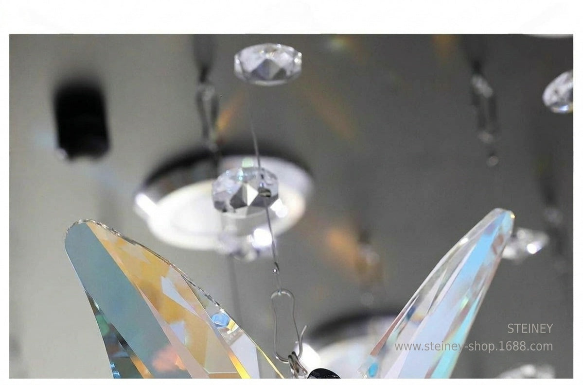French-style crystal flush-mount ceiling light; designer-created, Italian-inspired "light luxury" style; suitable for homes and wedding suites.