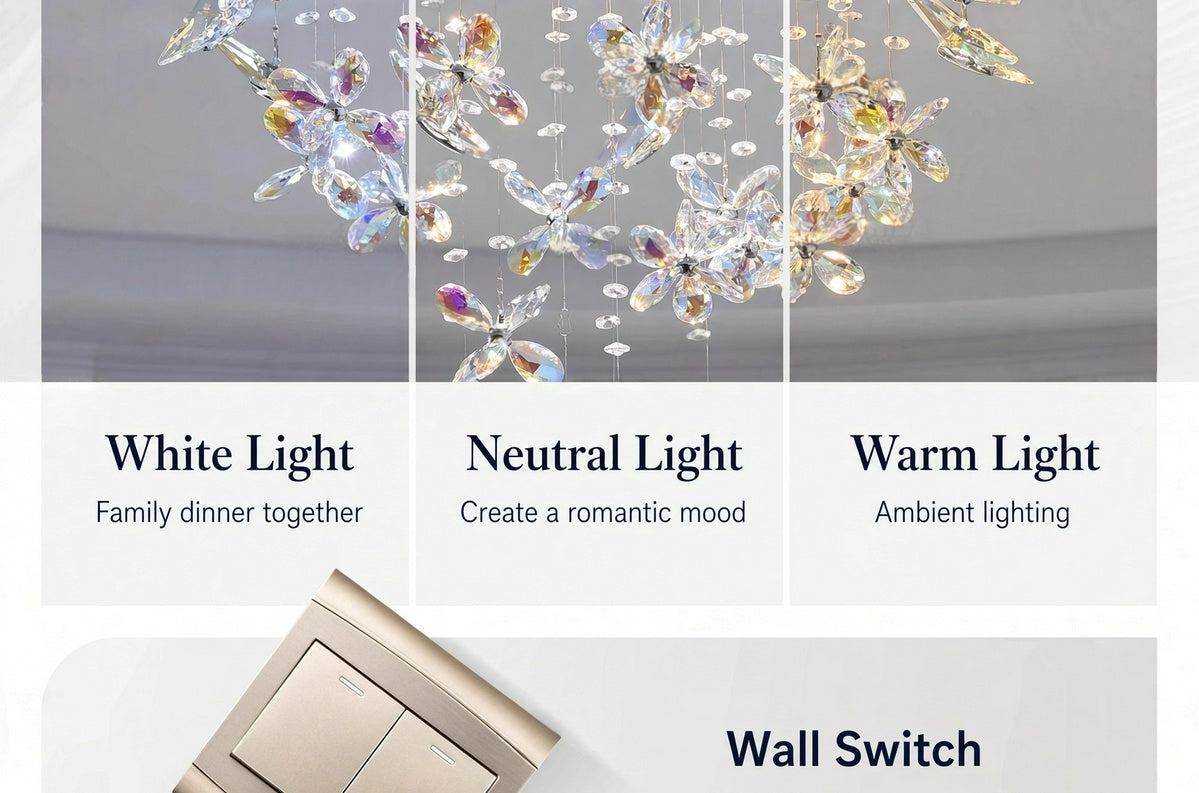 French-style crystal flush-mount ceiling light; designer-created, Italian-inspired "light luxury" style; suitable for homes and wedding suites.