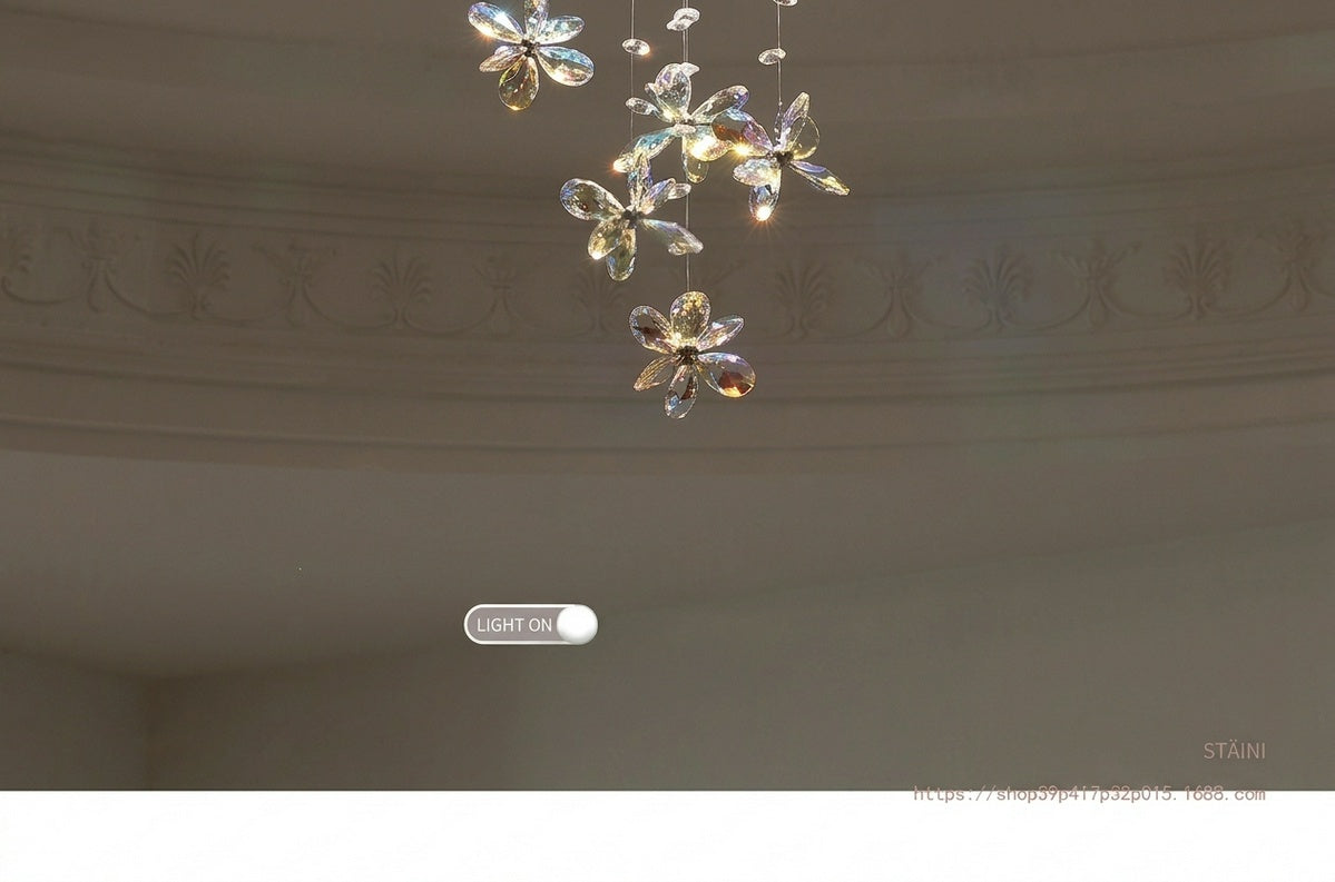 French-style crystal flush-mount ceiling light; designer-created, Italian-inspired "light luxury" style; suitable for homes and wedding suites.
