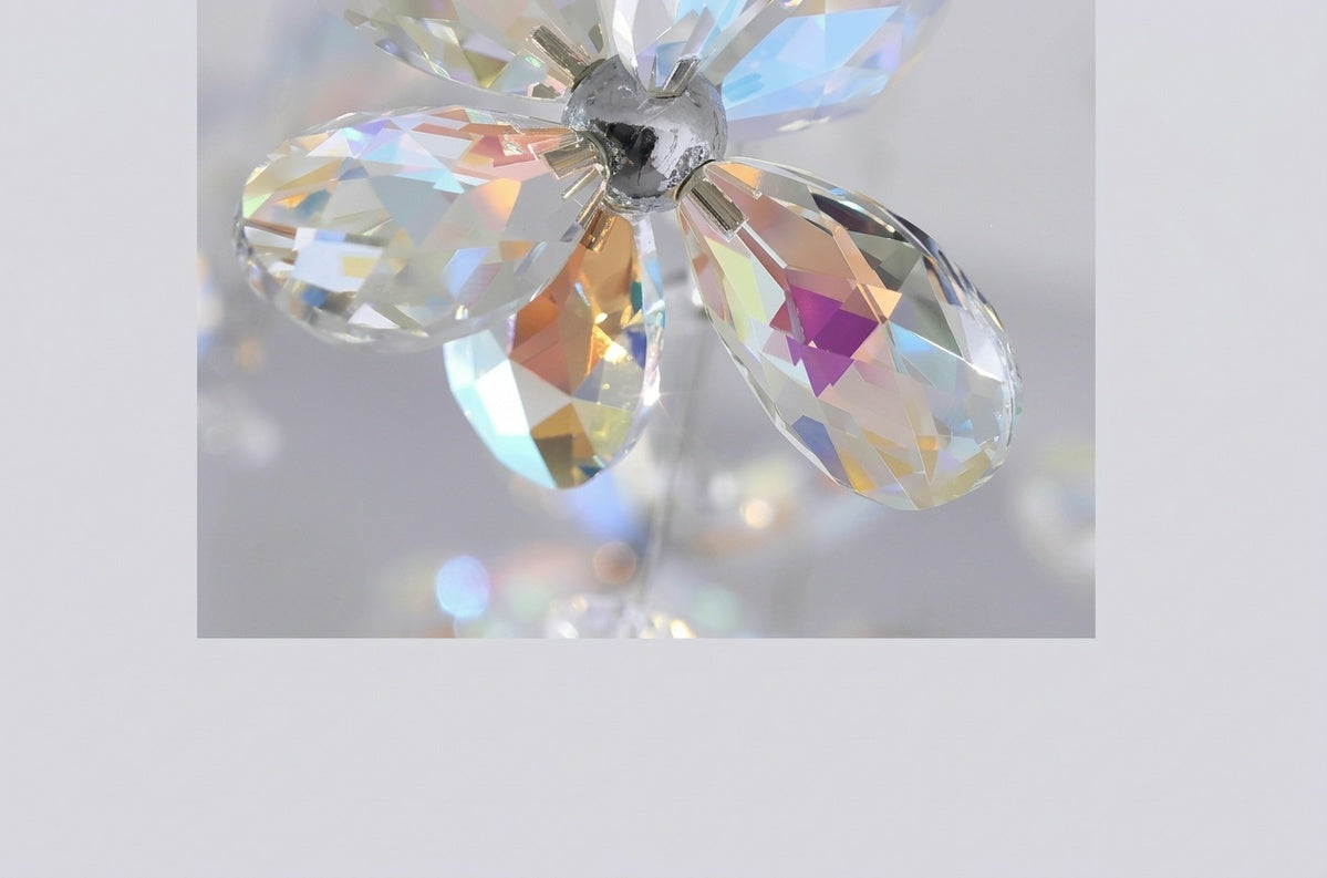French-style crystal flush-mount ceiling light; designer-created, Italian-inspired "light luxury" style; suitable for homes and wedding suites.