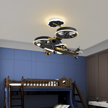 Airplane-shaped ceiling fan with light