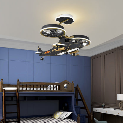 Airplane-shaped ceiling fan with light