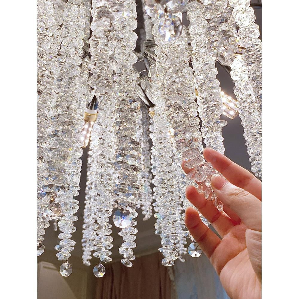 New French-style crystal chandelier for living rooms; premium imported Egyptian crystal; suitable for luxury villa foyers, dining rooms, and master bedrooms; features a "quiet luxury" aesthetic.