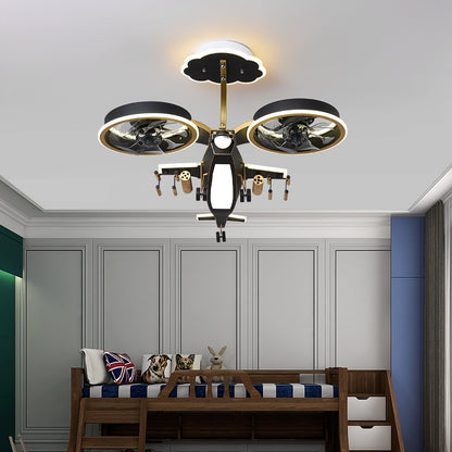 Airplane-shaped ceiling fan with light