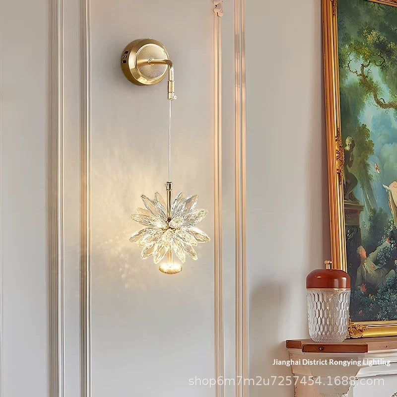Nordic Minimalist Crystal Bedside Wall Lamp