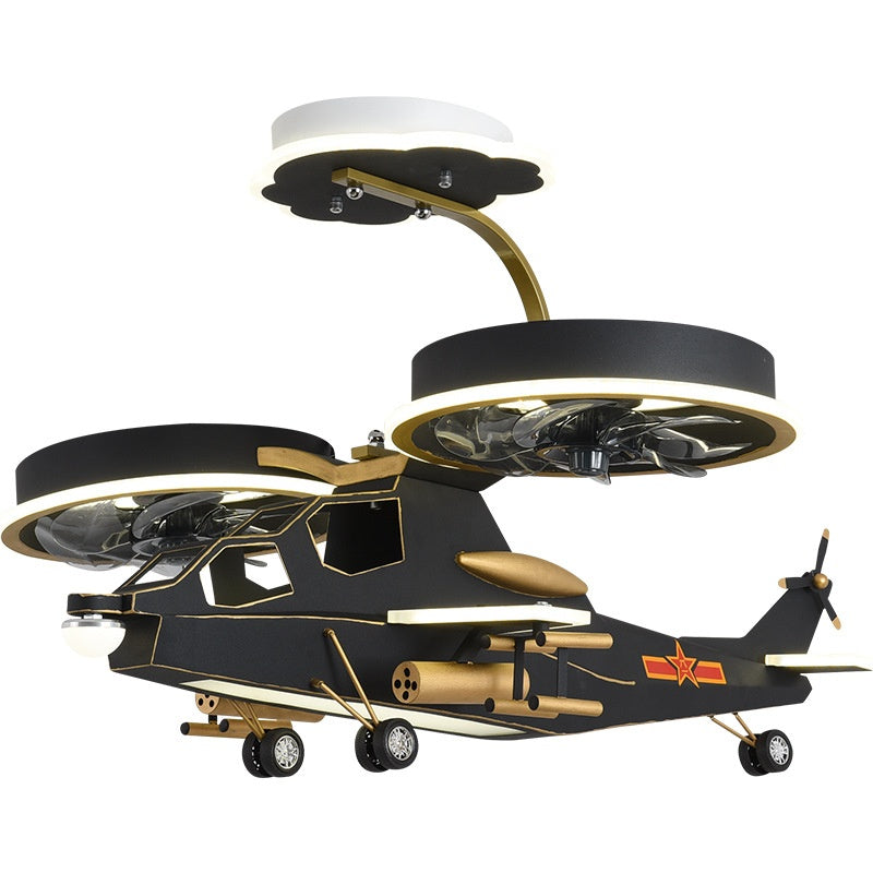 Airplane-shaped ceiling fan with light