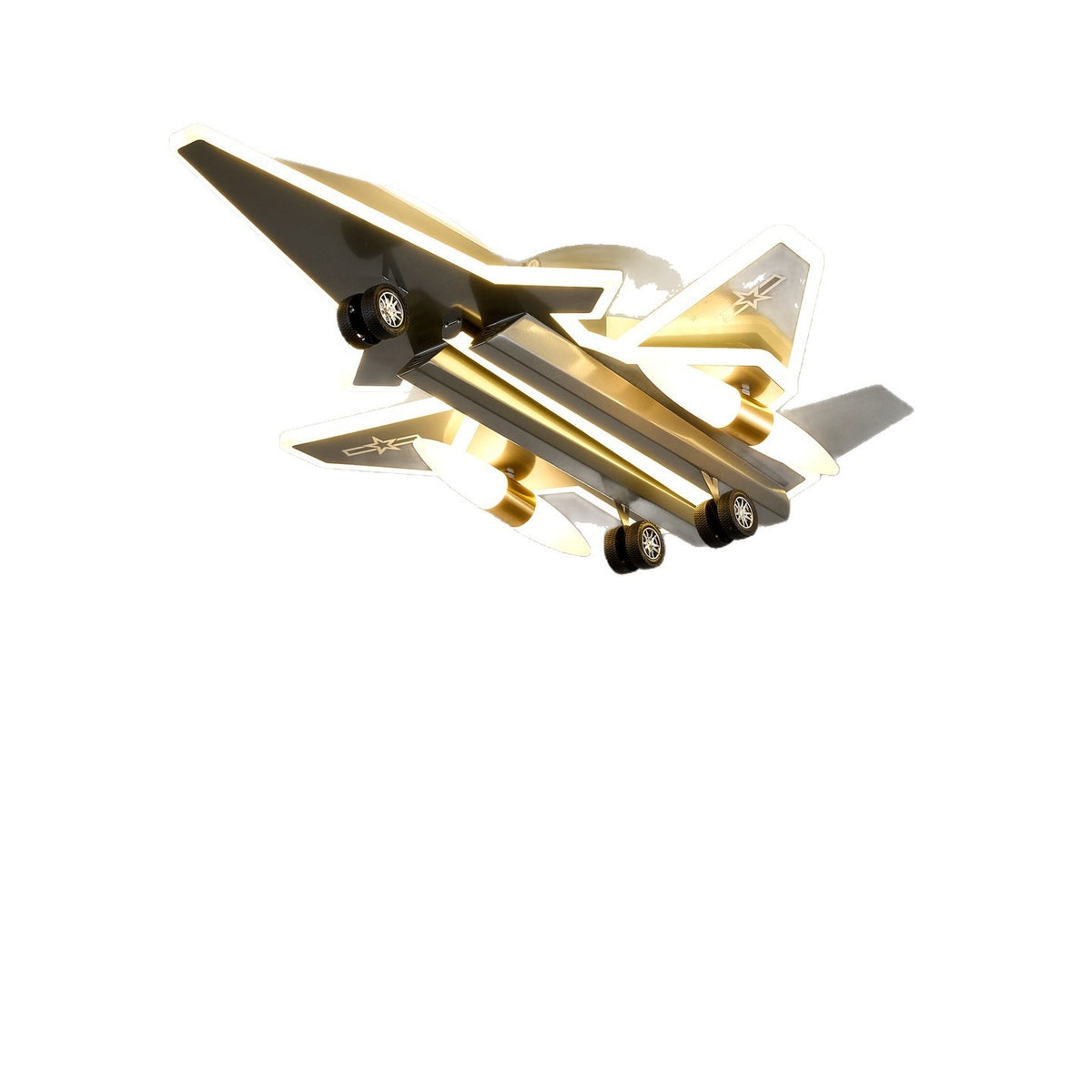 Creative Transformable 3D Fighter Jet-Shaped Airplane Pendant Light – Eye-Protecting Decorative Lighting for Boys' Bedrooms