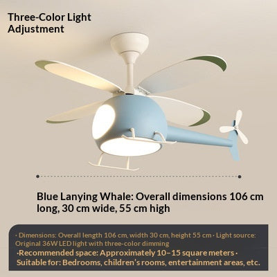 Cartoon-Flugzeug-Deckenventilator mit Licht für Kinderzimmer