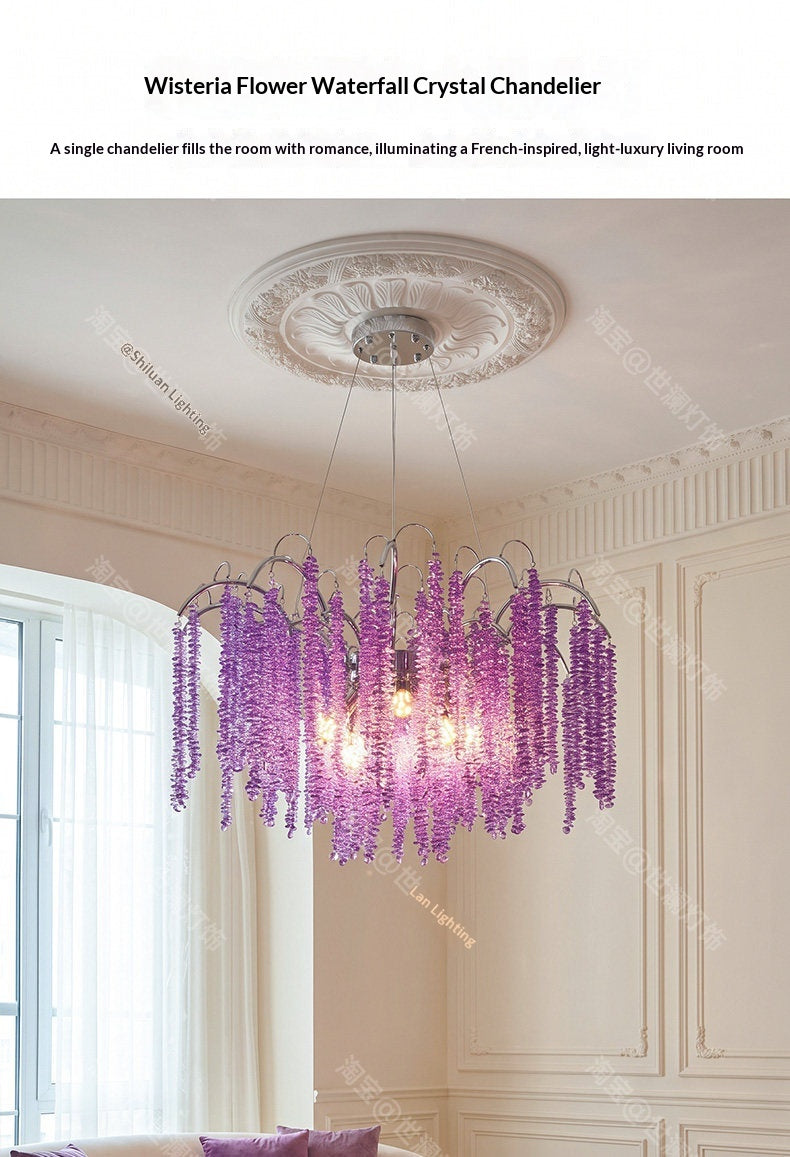 French-style crystal wisteria waterfall chandelier