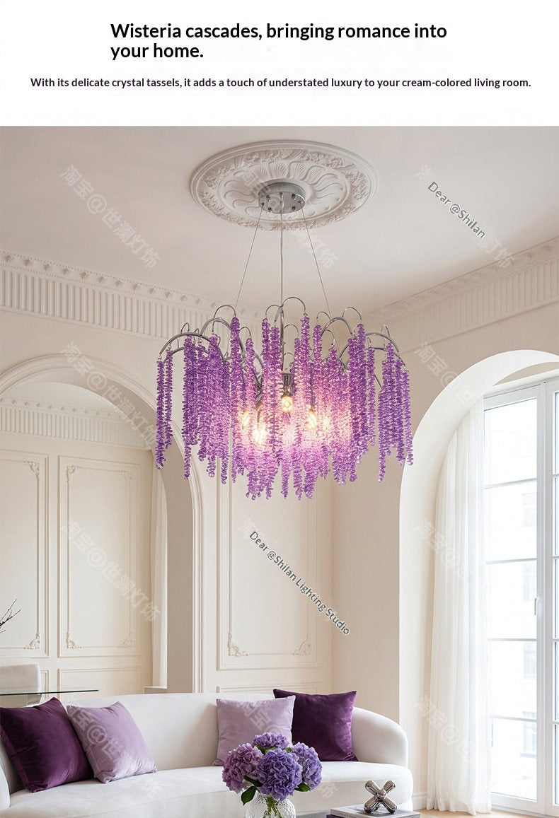 French-style crystal wisteria waterfall chandelier