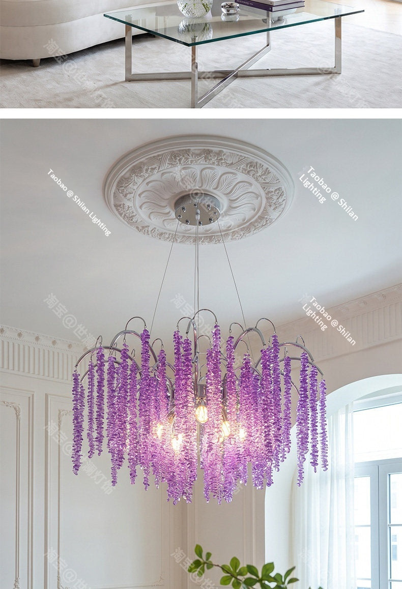 French-style crystal wisteria waterfall chandelier