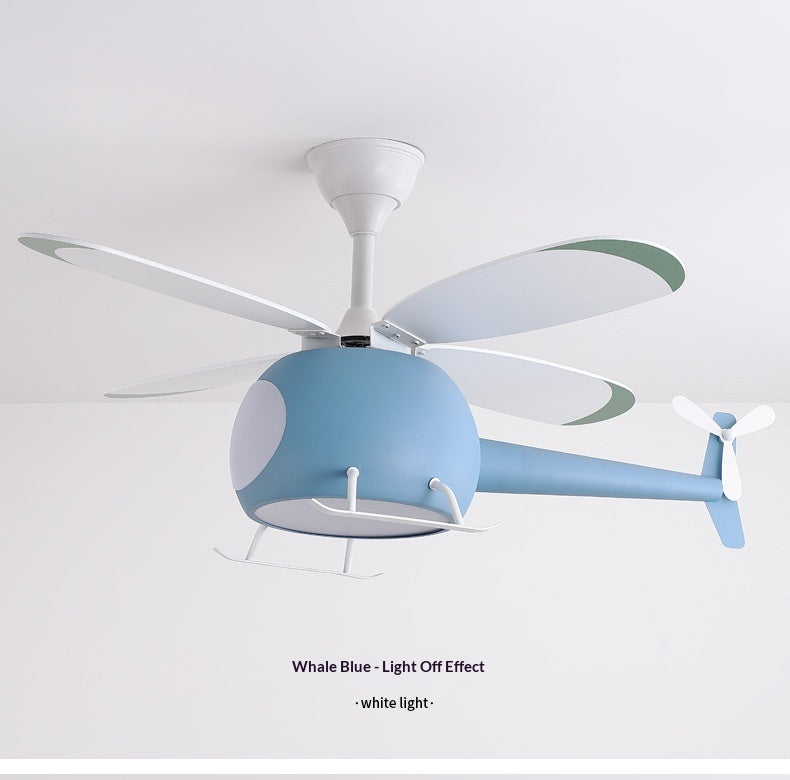 Smart Ceiling Fan Light for Children's Rooms – Minimalist Cartoon Airplane Design – Suitable for Boys' and Girls' Bedrooms – Home Pendant Fan Light