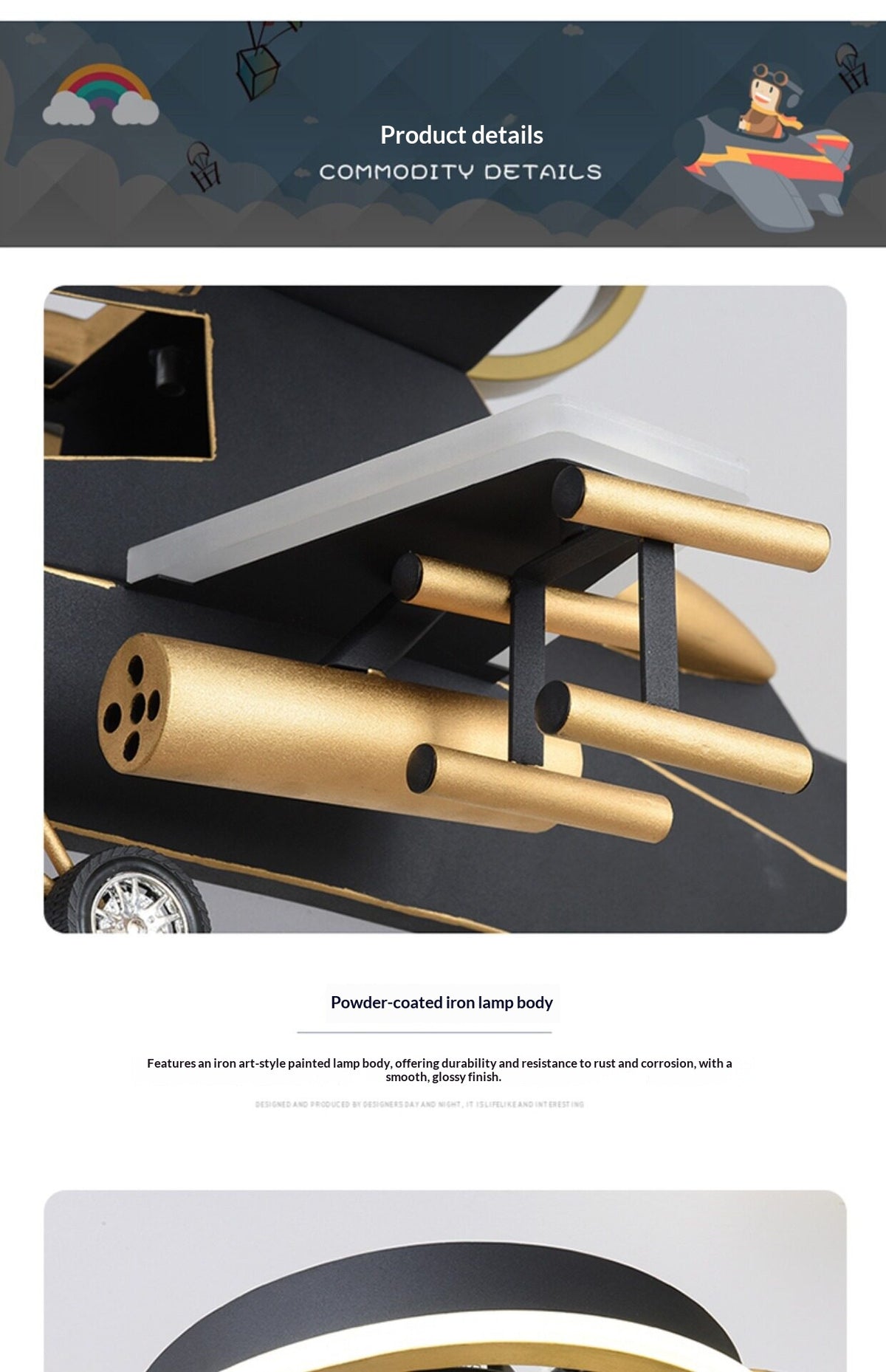 Airplane-shaped ceiling fan with light