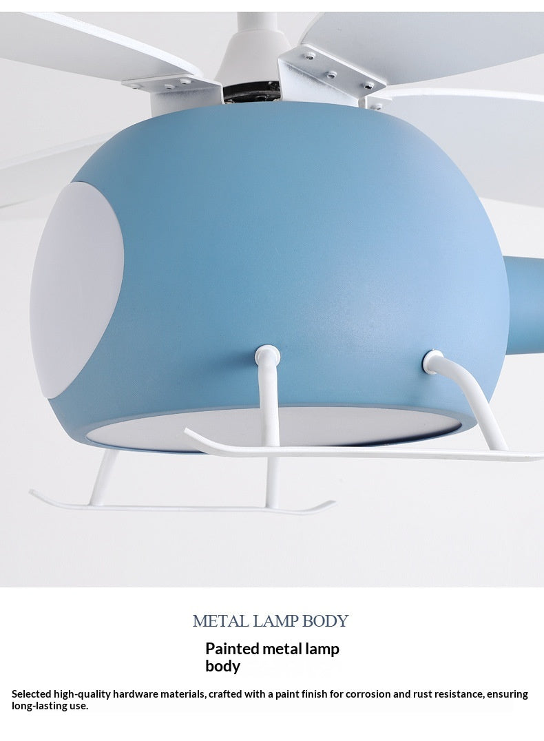 Smart Ceiling Fan Light for Children's Rooms – Minimalist Cartoon Airplane Design – Suitable for Boys' and Girls' Bedrooms – Home Pendant Fan Light