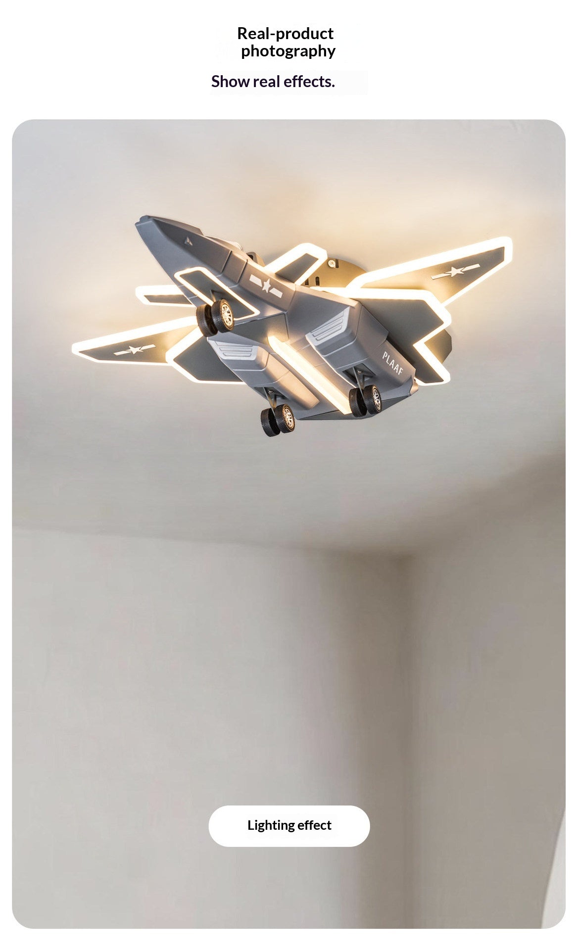 Creative Airplane-Shaped Ceiling Light/Chandelier for Boys' Bedrooms – Full-Spectrum, Eye-Protecting Design with Foldable Wings
