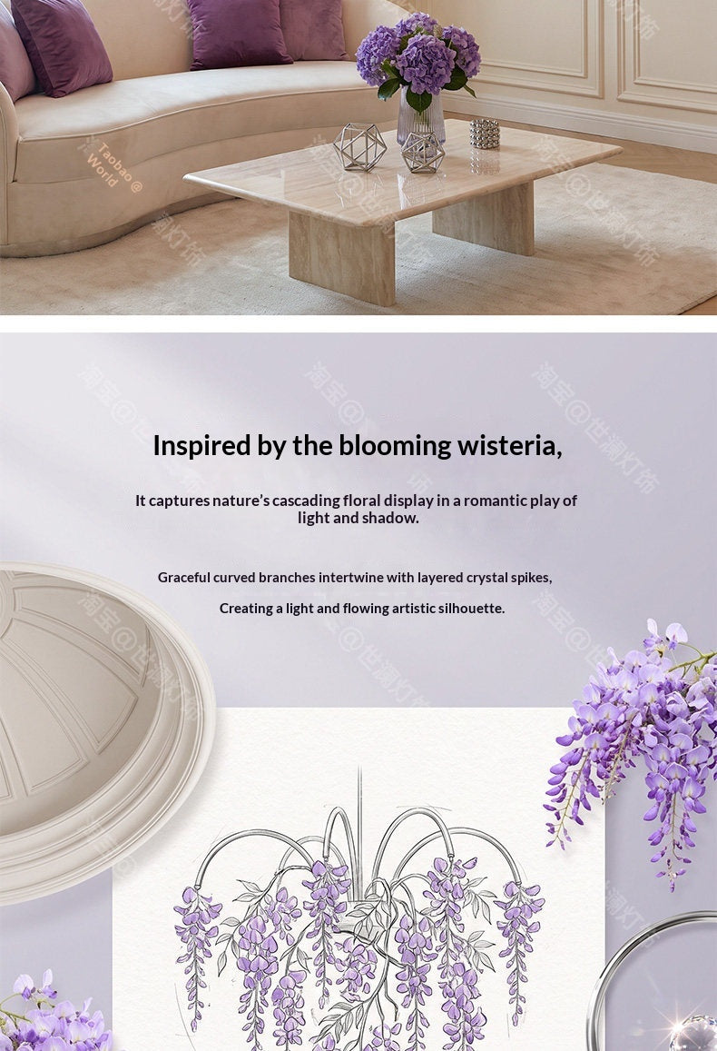 French-style crystal wisteria waterfall chandelier