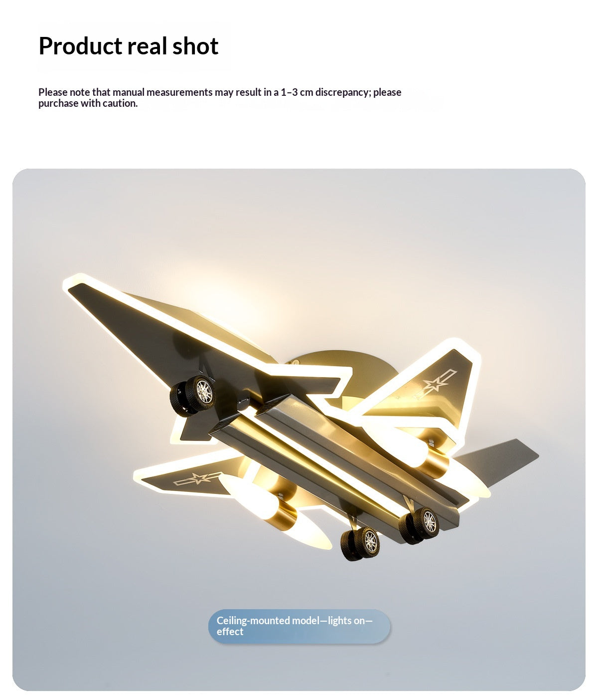 Creative Transformable 3D Fighter Jet-Shaped Airplane Pendant Light – Eye-Protecting Decorative Lighting for Boys' Bedrooms