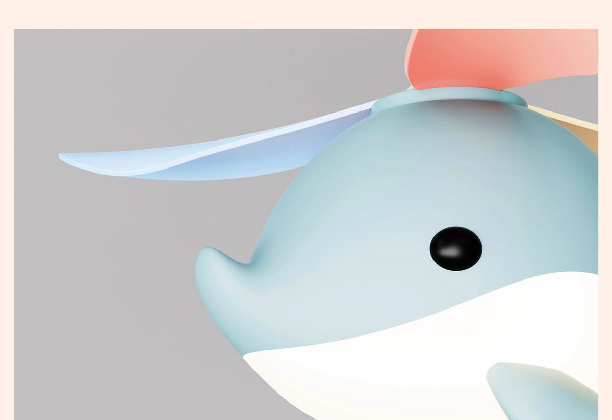Modern Cartoon Whale Ceiling Fan Light for Children's Rooms