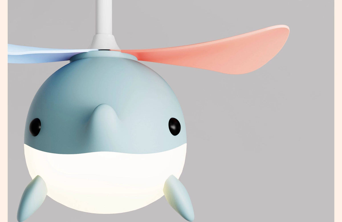 Modern Cartoon Whale Ceiling Fan Light for Children's Rooms