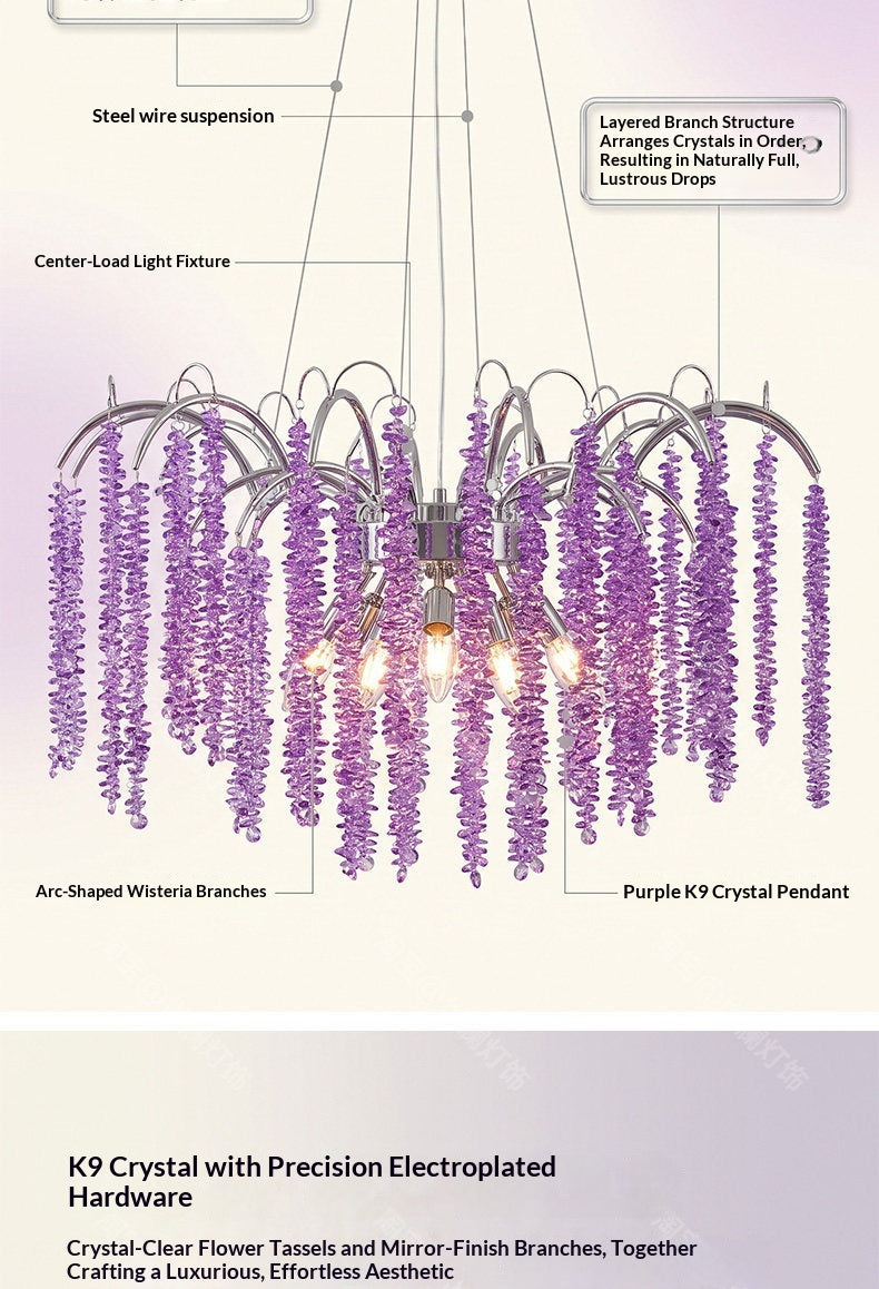 French-style crystal wisteria waterfall chandelier