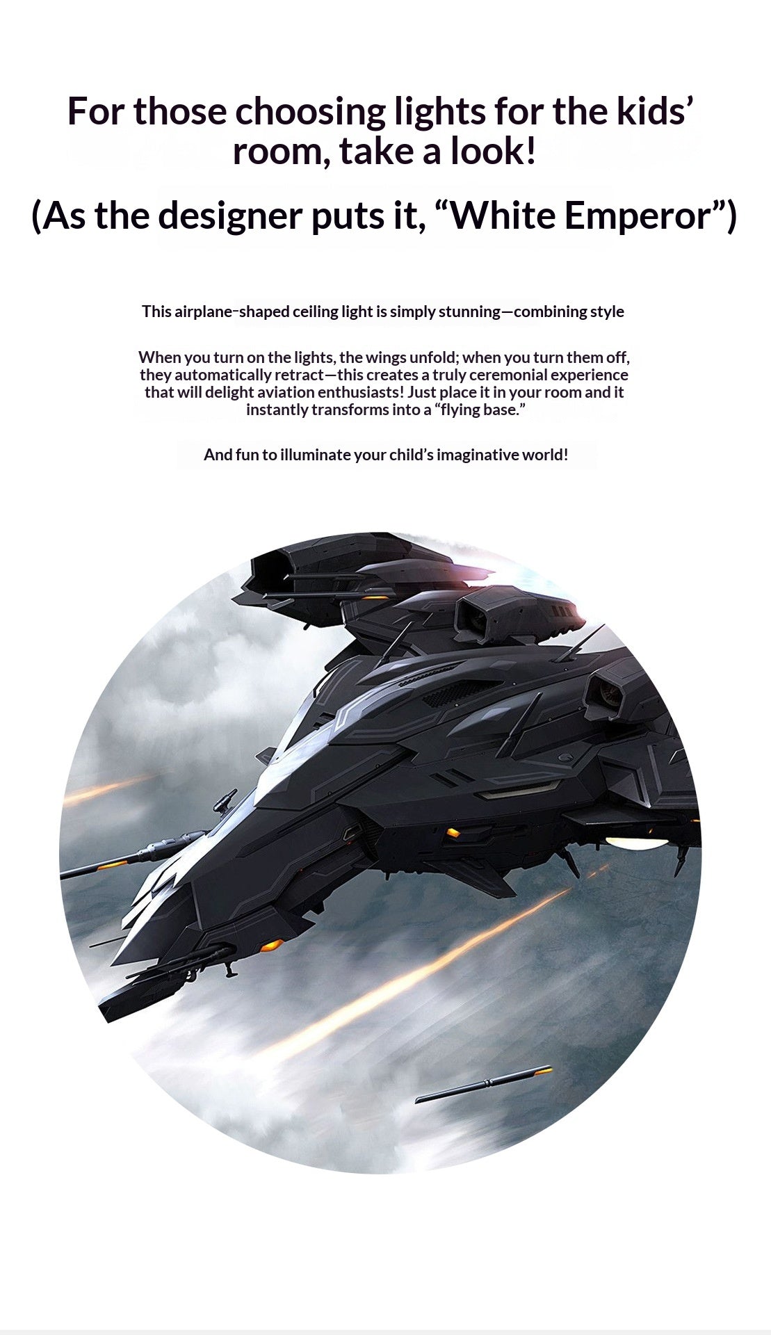 Creative Transformable 3D Fighter Jet-Shaped Airplane Pendant Light – Eye-Protecting Decorative Lighting for Boys' Bedrooms