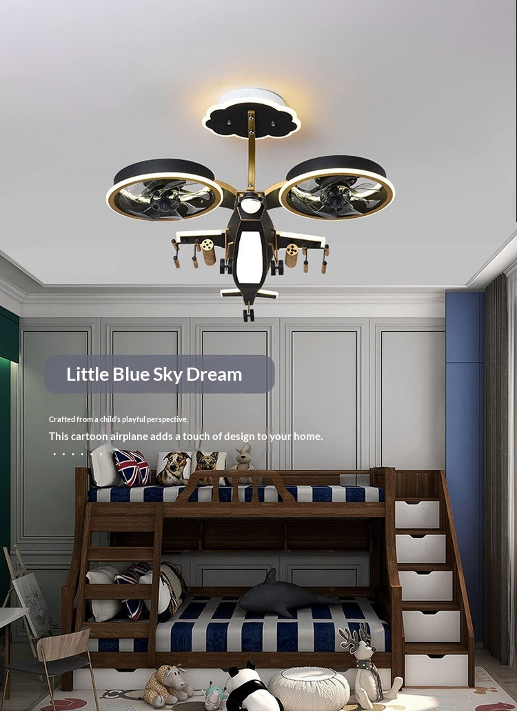 Airplane-shaped ceiling fan with light