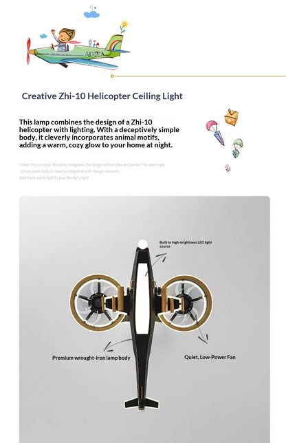 Airplane-shaped ceiling fan with light