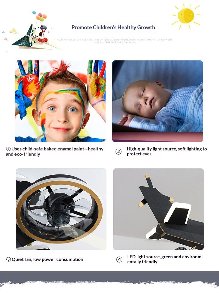 Airplane-shaped ceiling fan with light