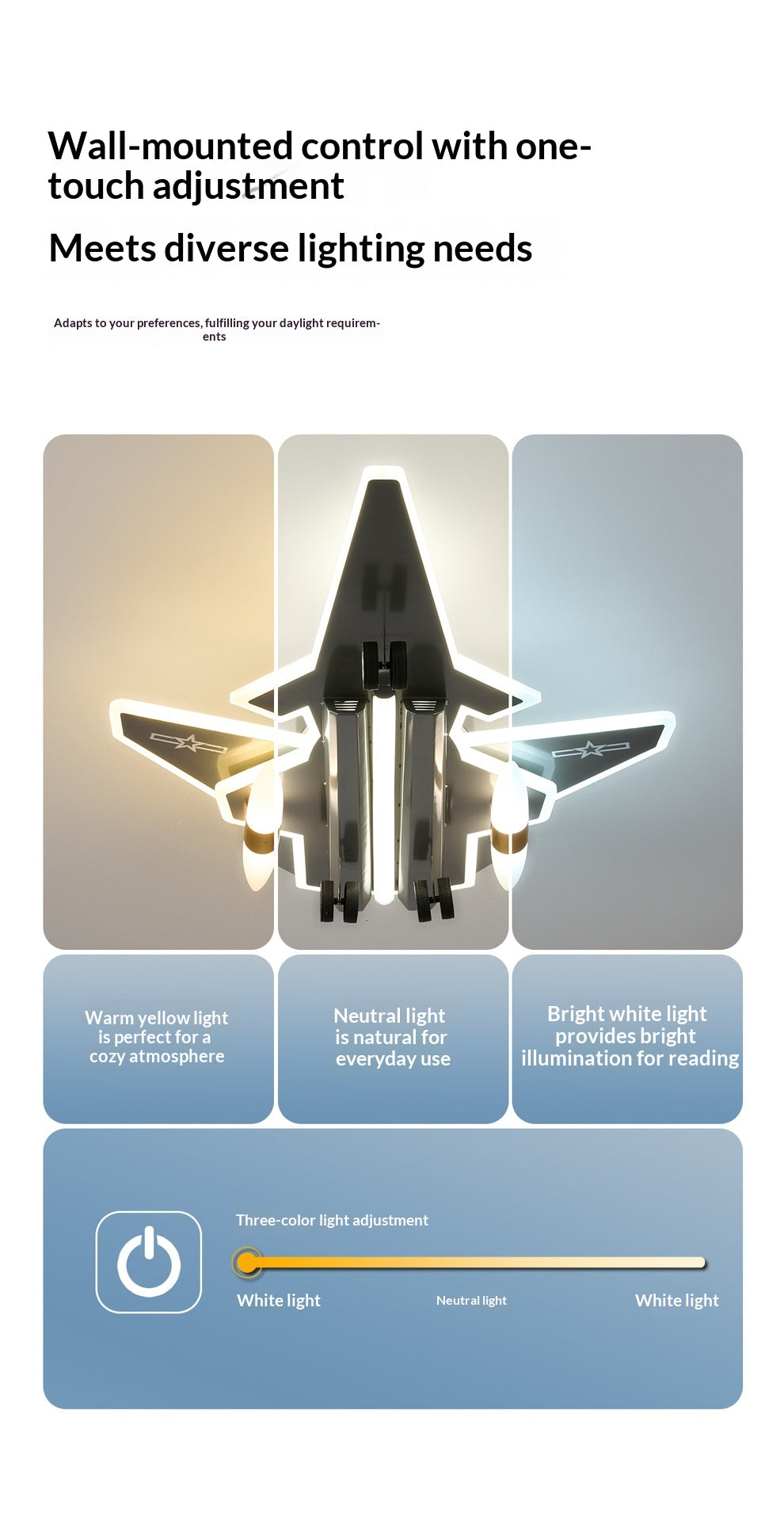 Creative Transformable 3D Fighter Jet-Shaped Airplane Pendant Light – Eye-Protecting Decorative Lighting for Boys' Bedrooms