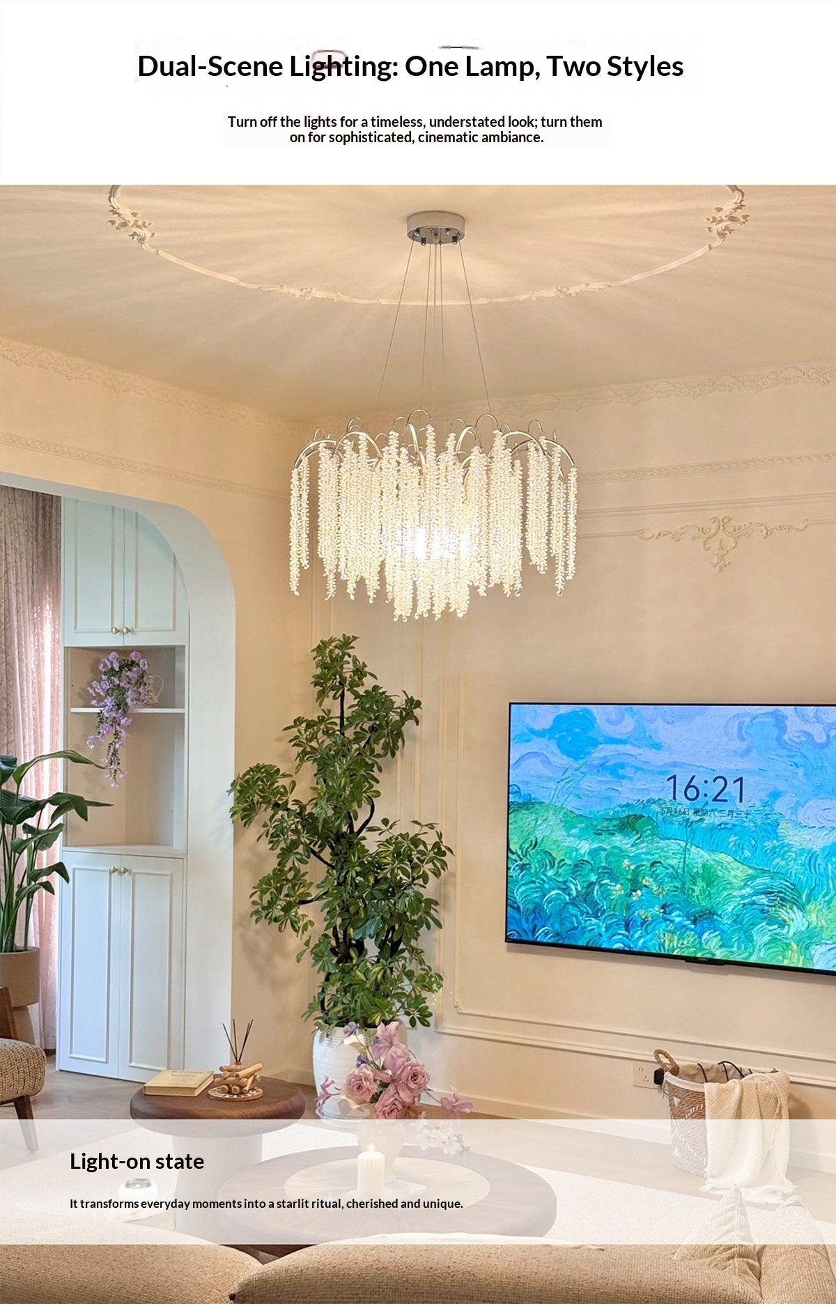 New French-style crystal chandelier for living rooms; premium imported Egyptian crystal; suitable for luxury villa foyers, dining rooms, and master bedrooms; features a "quiet luxury" aesthetic.