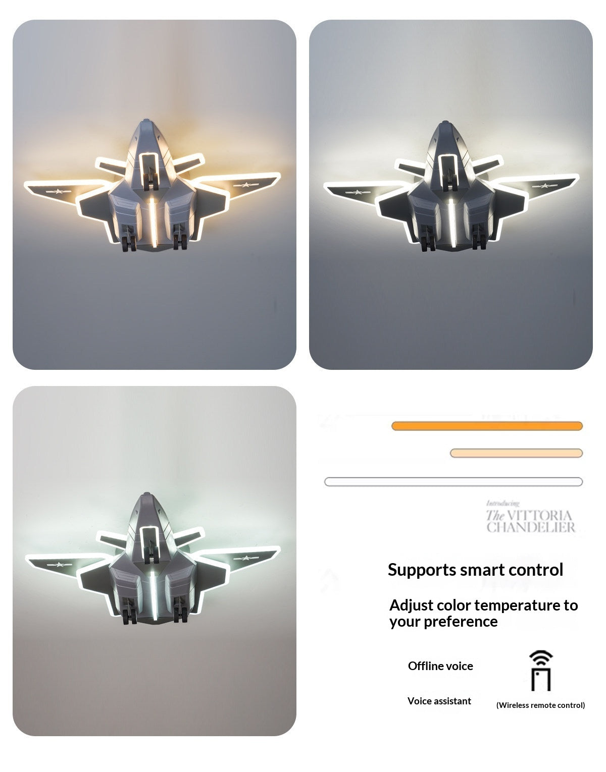 Creative Airplane-Shaped Ceiling Light/Chandelier for Boys' Bedrooms – Full-Spectrum, Eye-Protecting Design with Foldable Wings