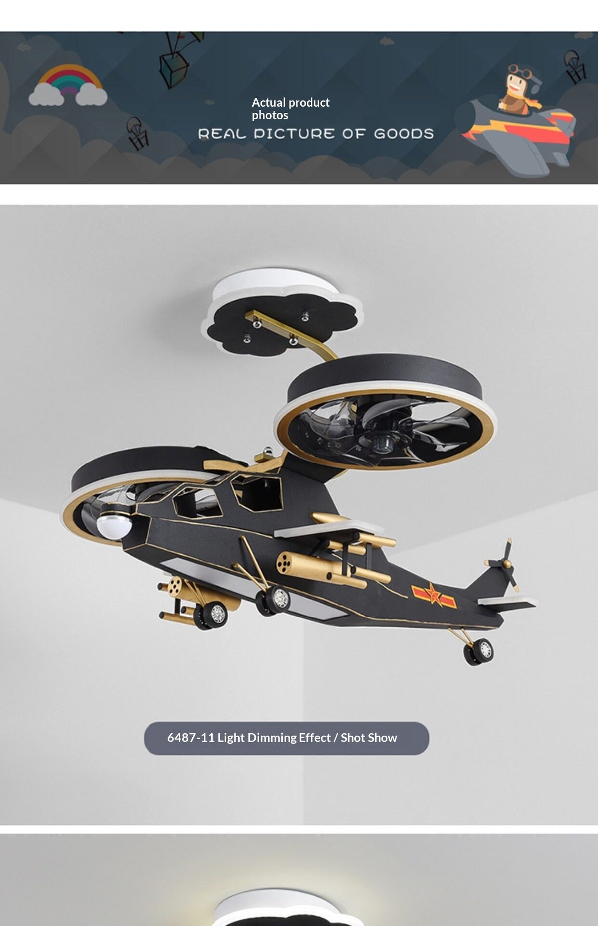 Airplane-shaped ceiling fan with light
