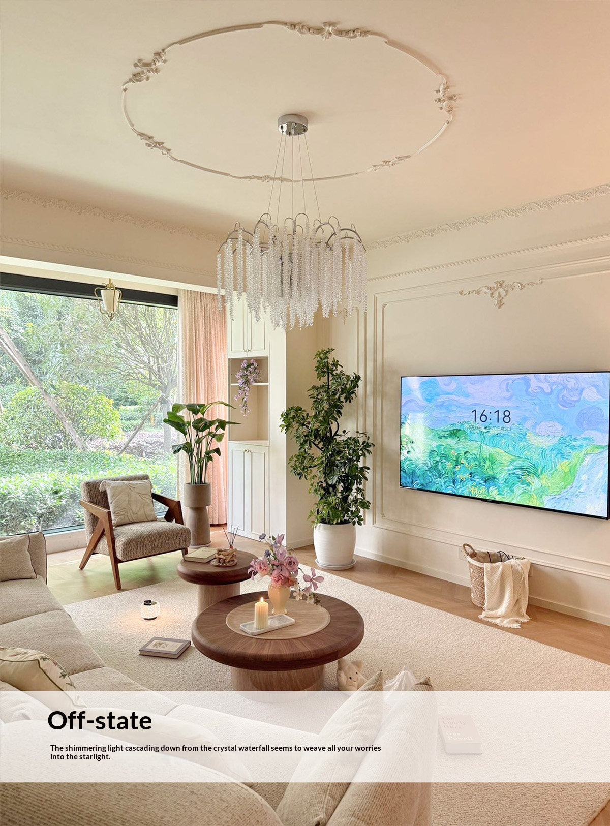 New French-style crystal chandelier for living rooms; premium imported Egyptian crystal; suitable for luxury villa foyers, dining rooms, and master bedrooms; features a "quiet luxury" aesthetic.