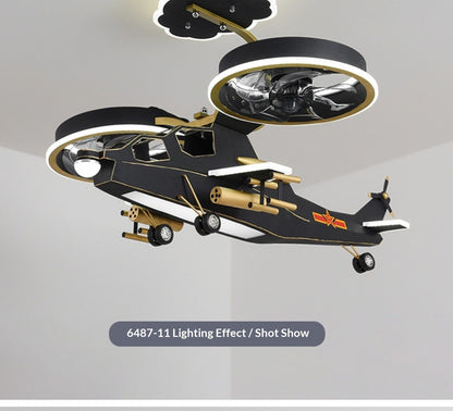 Airplane-shaped ceiling fan with light