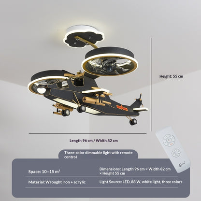 Airplane-shaped ceiling fan with light